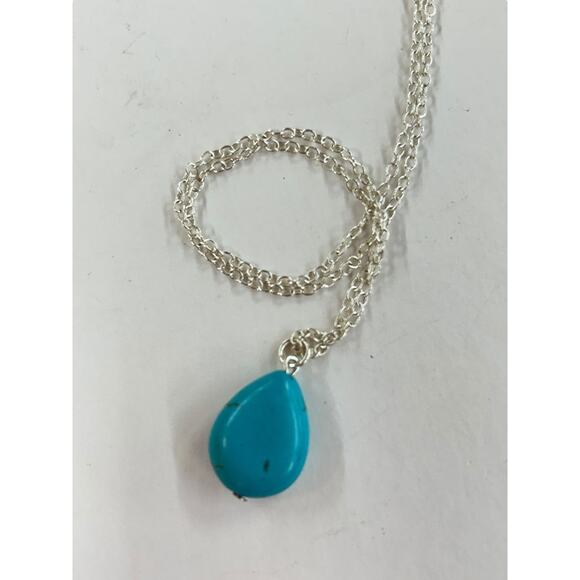 Unbranded Jewelry - Turquoise Pendant Necklace Silverone 35 Inch Lobster Clasp